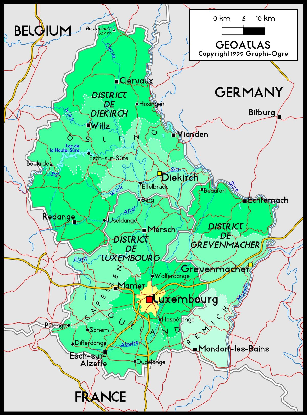 Luxembourg ramani ya eneo