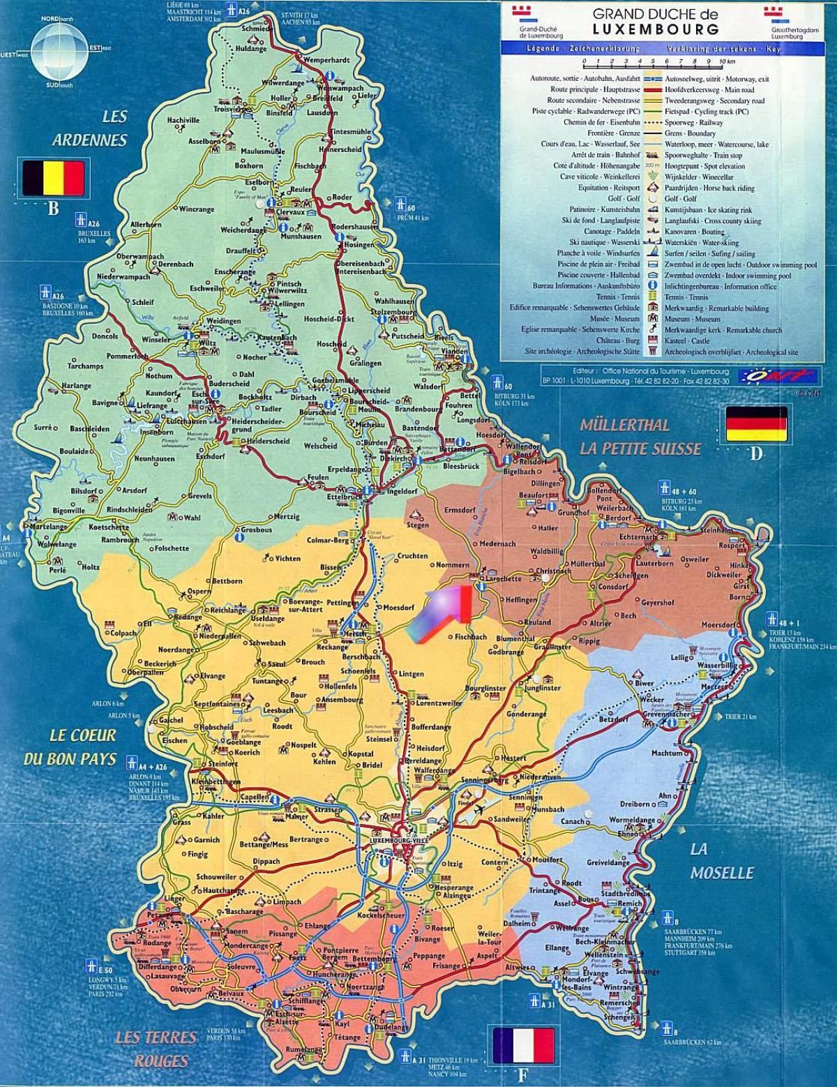 ramani ya Luxemburg utalii ramani ya vivutio vya